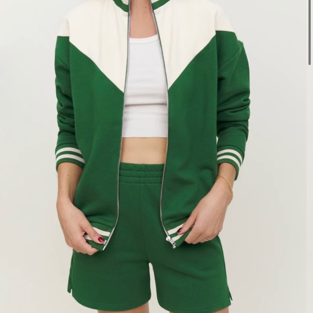 Reformation NEVER BEEN WOREN Aline Zip Two Piece Gree/Almond size small